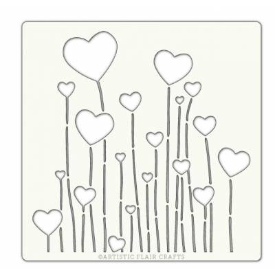 Pochoir Artistic Flair - 15x15 cm - Floating Hearts - coeur ballon