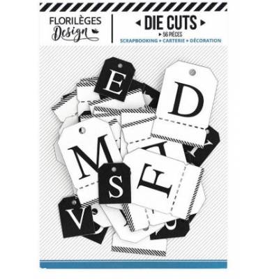 Etiquettes die-cuts - Alphabet Noir et Blanc