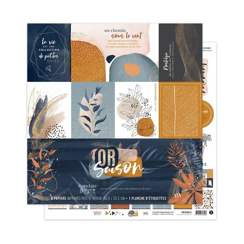 Kit Papiers Imprimés Florilèges - Or Saison 30.5 X 30.5