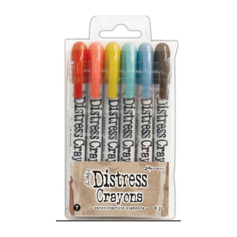 Distress Crayons - 6 feutres aquarelles assortis - Set 7