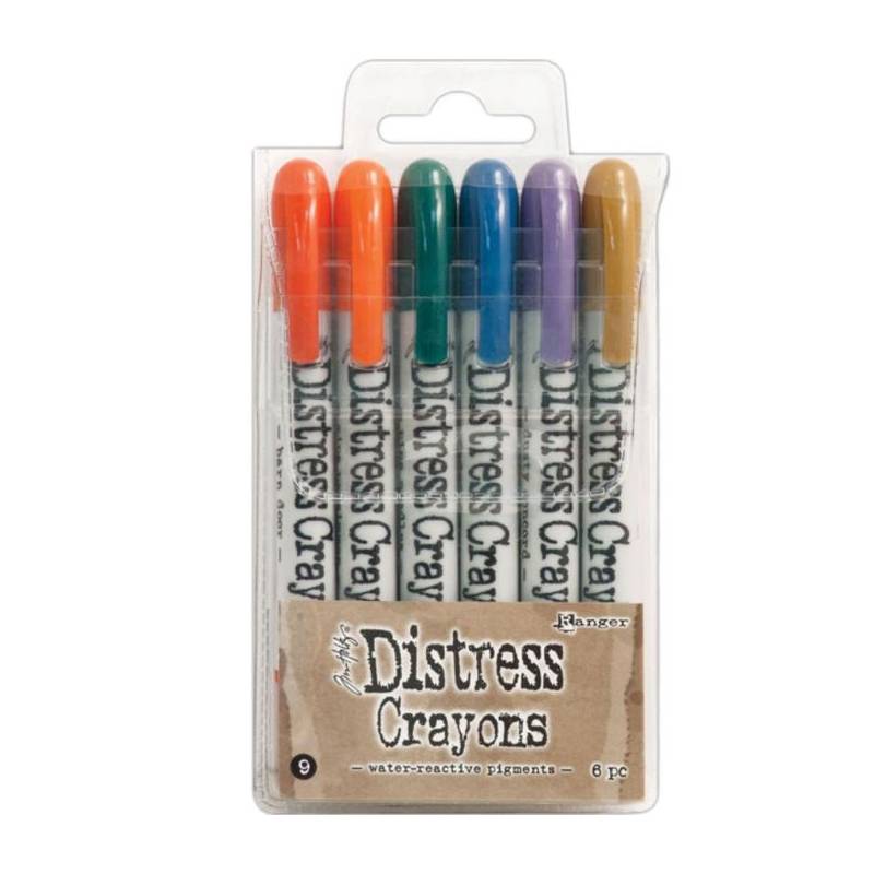 Distress Crayons - 6 feutres aquarelles assortis - Set 9