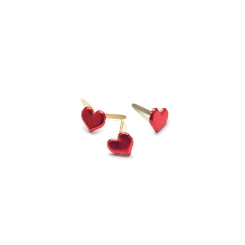 Mini brads métalliques (50p) - Coeur rouge