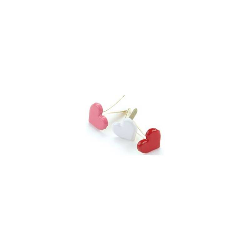 Mini brads métalliques (50p) - Coeurs: rouge, blanc & rose