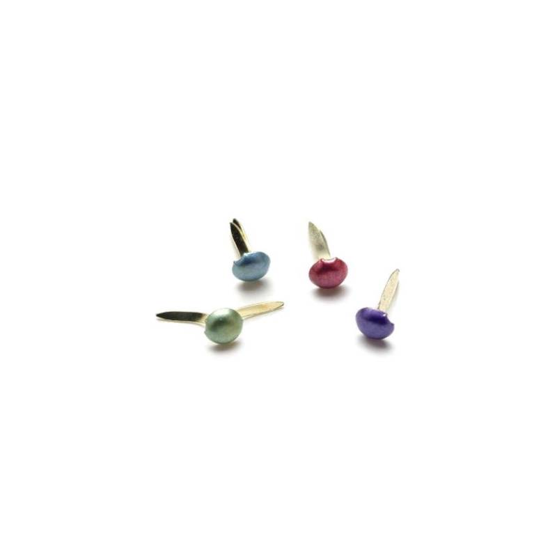 Mini brads métalliques (100p) - Perles rondes 4 couleurs