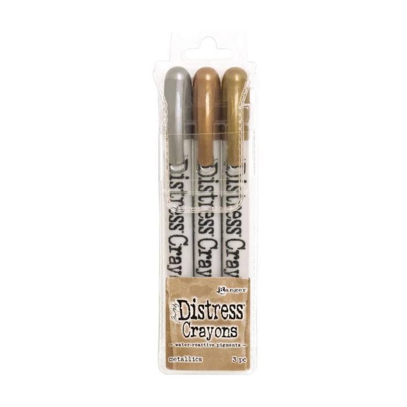 Distress Crayons - 3 feutres aquarelles assortis - Metallics