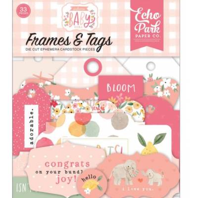 Die Cuts - Echo Park - Frames & Tags - Welcome Baby Girl