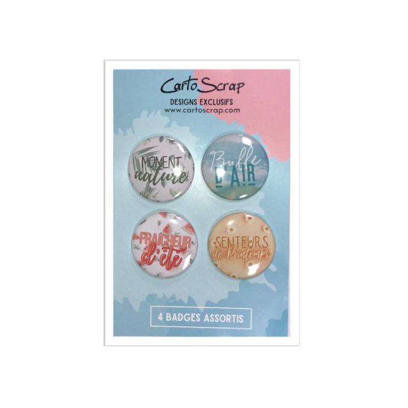 Lot de 4 badges 38mm CartoScrap - Bulles d'air