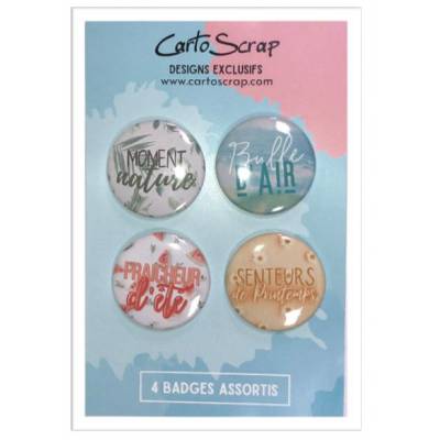 Lot de 4 badges 38mm CartoScrap - Bulles d'air