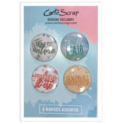 Lot de 4 badges 38mm CartoScrap - Bulles d'air