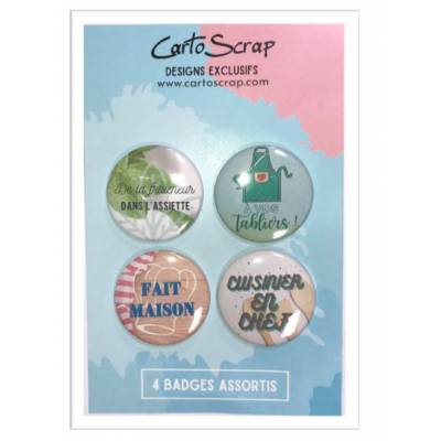 Lot de 4 badges 38mm CartoScrap - Top Chef