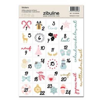Stickers - Chiffres calendrier de l'avent - En attendant Noël