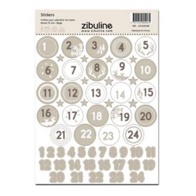 Stickers - Chiffres calendrier de l'avent - Beige