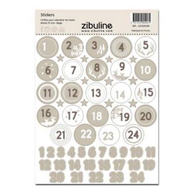 Stickers - Chiffres calendrier de l'avent - Beige