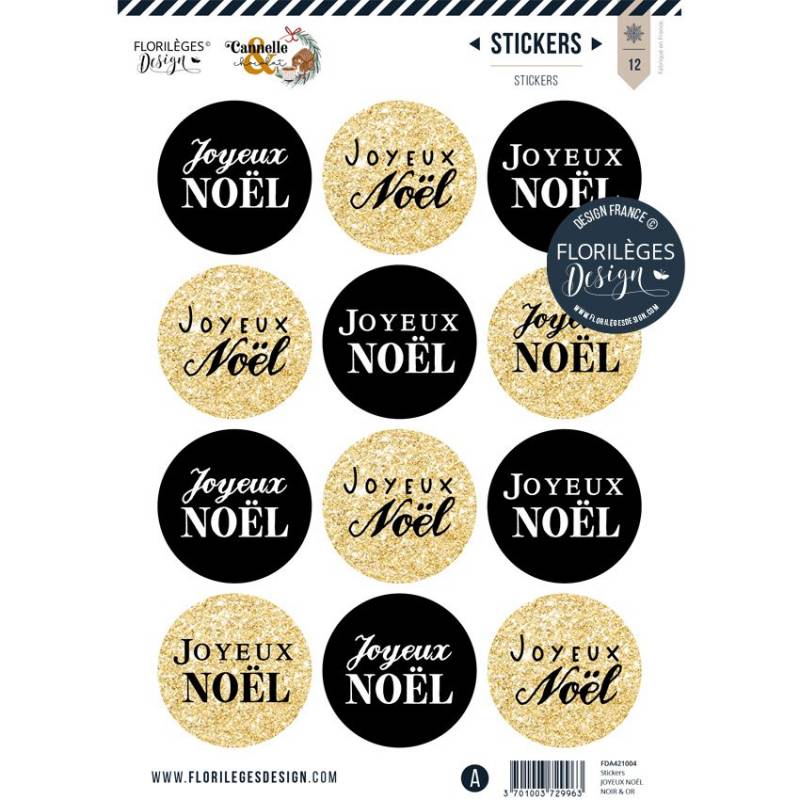 Stickers - Florilèges - Cannelle et chocolat - Joyeux Noël Noir et Or