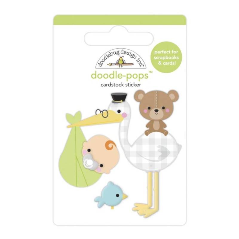 Stickers Relief- Doodlebug - Naissance - Cigogne