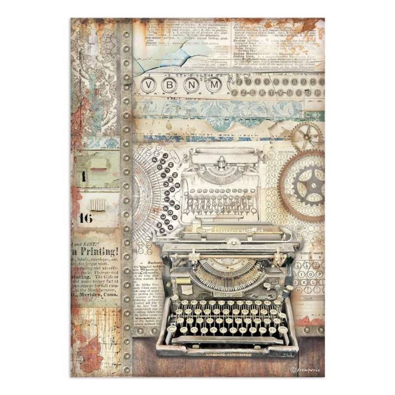 Papier de riz - Stamperia - Lady vagabond - Machine à écrire