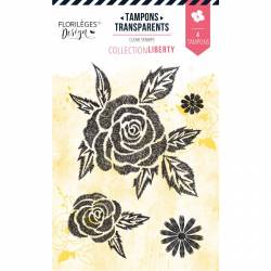 Tampons clear - Florilèges - De fil en aiguille - Fleurs effet brodé
