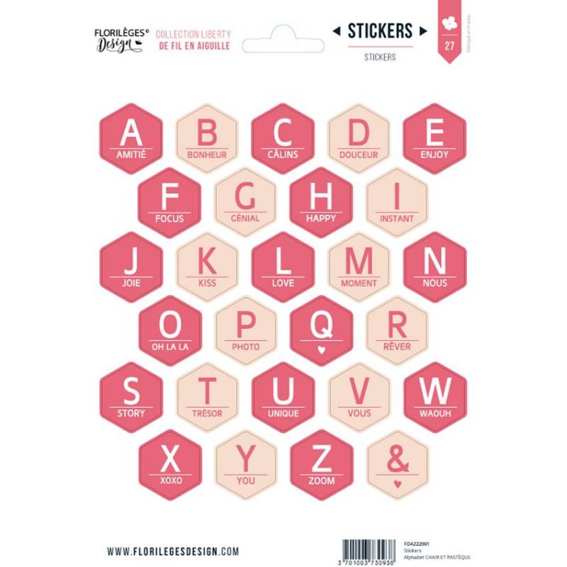 Stickers Alphabets - Florilèges - De fil en aiguille - Chair et Pastèque