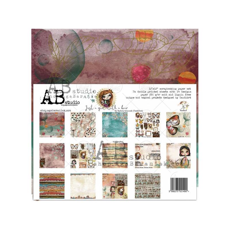 Pack Papiers 30 x 30 - TandiArt - Just a girl with a bear