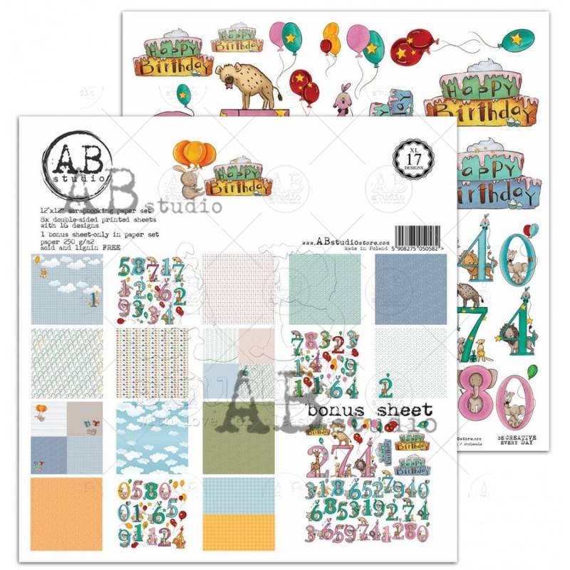 Pack Papiers 30 x 30 - ABstudio - Simple Story: Birthday XL