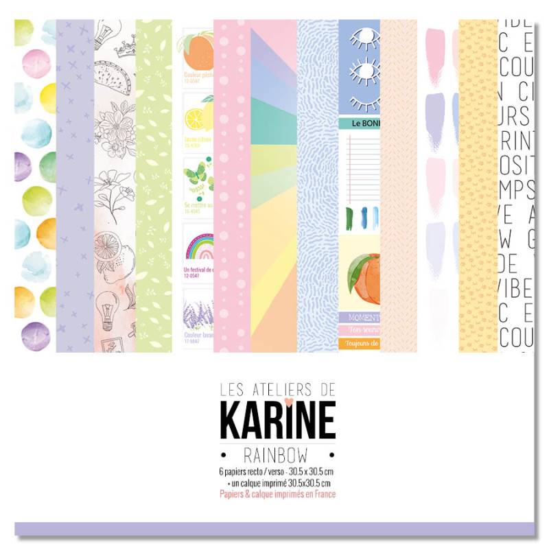 Pack Papiers 30 x 30 - Les Ateliers de Karine - Rainbow
