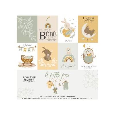Kit Papiers Imprimés Florilèges - A Petits Pas - Boy - 30.5 X 30.5