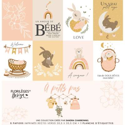 Kit Papiers Imprimés Florilèges - A Petits Pas - Fille - 30.5 X 30.5