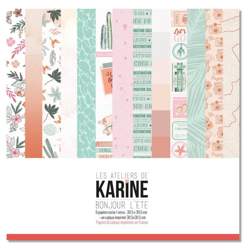 Pack Papiers 30 x 30 - Les Ateliers de Karine - Bonjour l'été