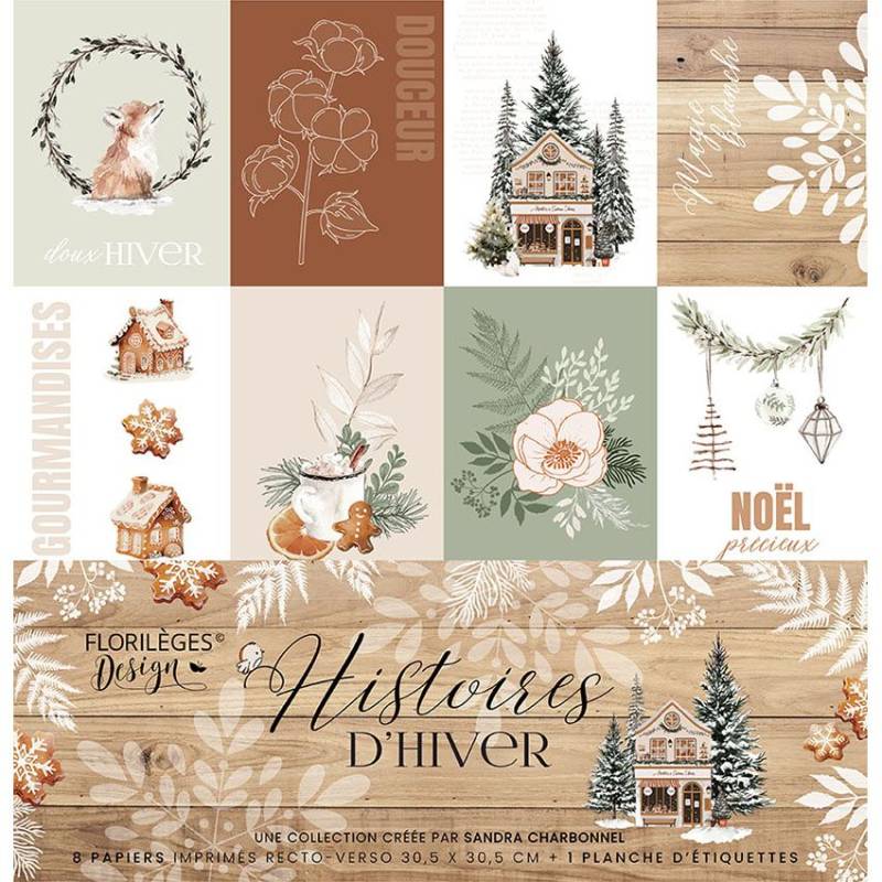 Kit Papiers Imprimés Florilèges Design - Histoires d'hiver -  30.5 X 30.5