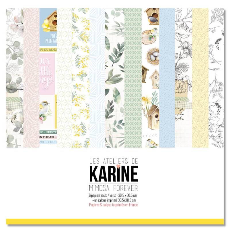 Pack Papiers 30 x 30 - Les Ateliers de Karine - Mimosa Forever