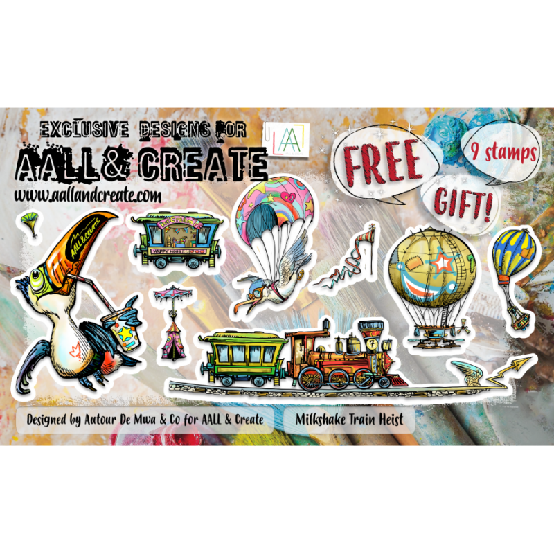 AALL & Create Stamp - Cadeau 003 - A6 Stamp Set - Milkshake Train Heist