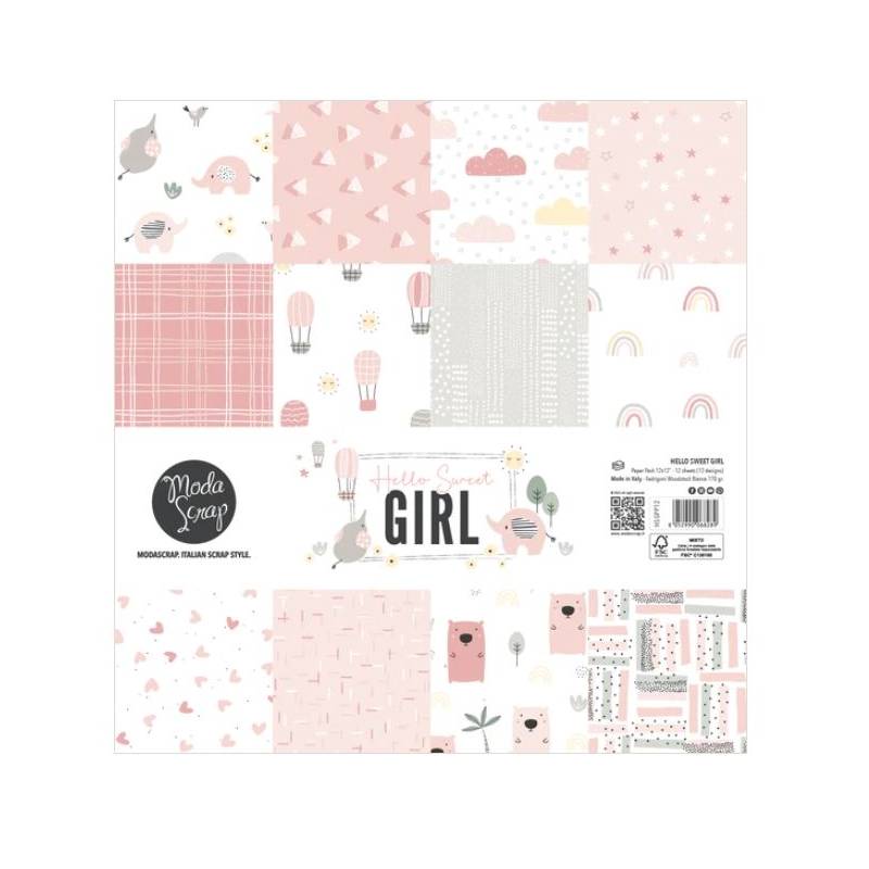 Hello Sweet Girl - Paper Pack 30.5 cm x 30.5 cm - Modascrap