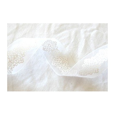 Ruban Organza blanc imprimé dentelle