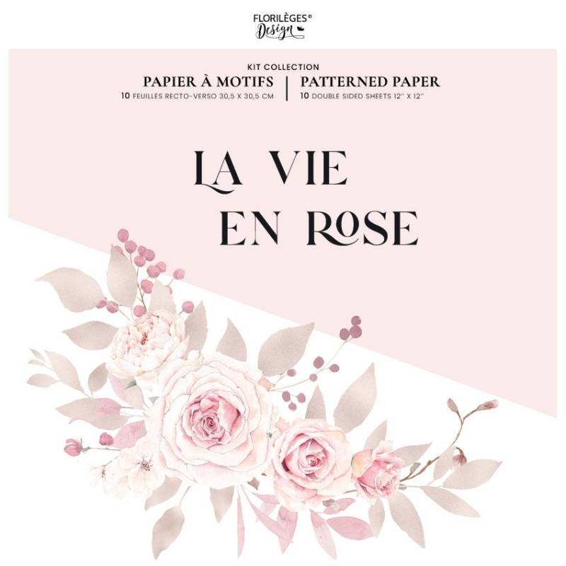 Kit Papiers Imprimés Florilèges Design - La vie en rose - 30.5 X 30.5