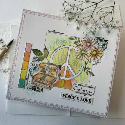 Tampons Clear - Polaroïd - Peace & Love - Chou & Flowers