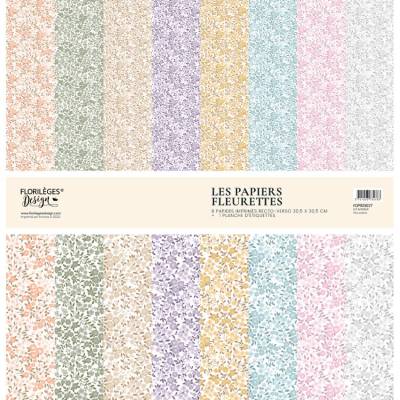 Kit Papiers Fleurettes - A Petits Pas - Florilèges - 30.5 X 30.5
