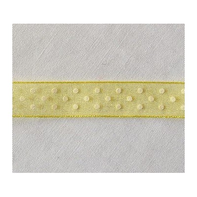 Ruban Organza Jaune à pois Blanc