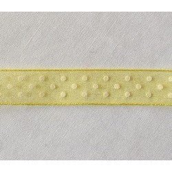 Ruban Organza Jaune à pois Blanc