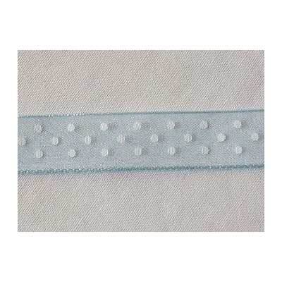 Ruban Organza Bleu à pois Blanc