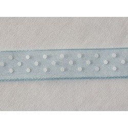 Ruban Organza Bleu à pois Blanc