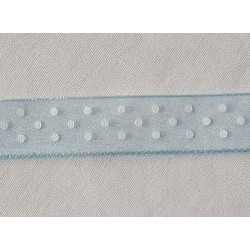 Ruban Organza Bleu à pois Blanc