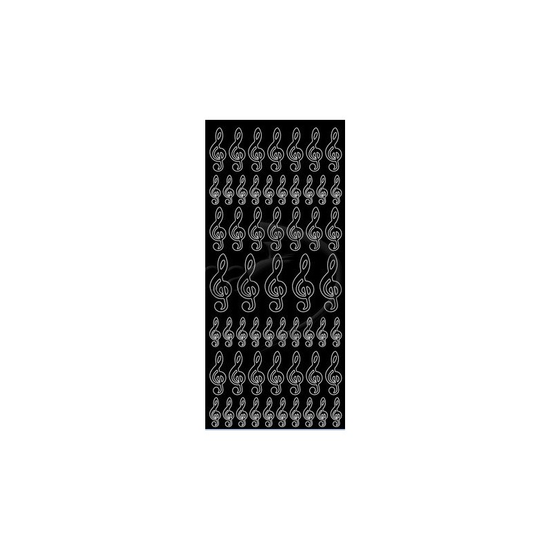 Stickers Peel-off - Clé de sol - Noir pailleté