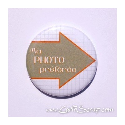 Badge 38mm - Flèche Ma Photo préférée - Orange Vif