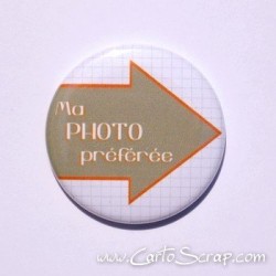 Badge 38mm - Flèche Ma Photo préférée - Orange Vif