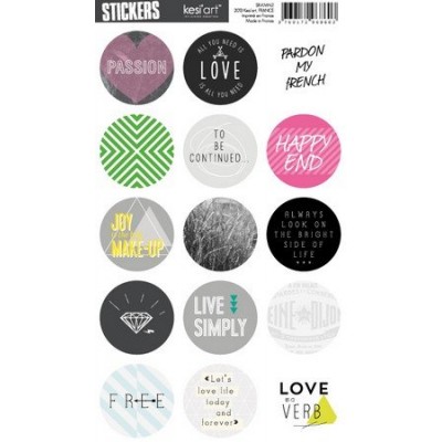 Stickers Ronds Kesi'Art - Kiss My Neon - Anglais