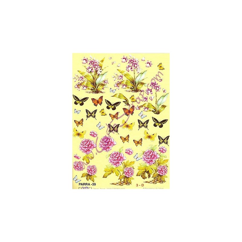 Image Carterie 3D - Fleurs & Papillons