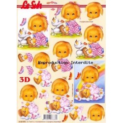 Image Carterie 3D - Petite fille triste / arc-en-ciel