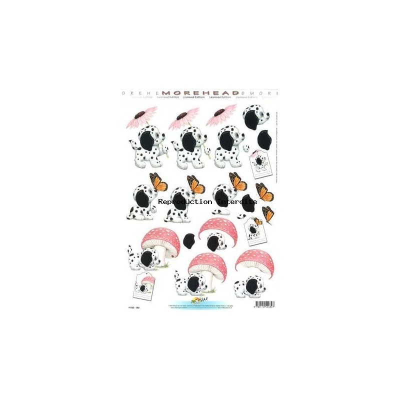 Image Carterie 3D - Dalmatien & fleur/papillon/champignon