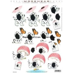 Image Carterie 3D - Dalmatien & fleur/papillon/champignon