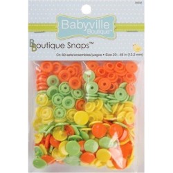 Boutons pressions en résine (60 sets) - Vert, Jaune, Orange